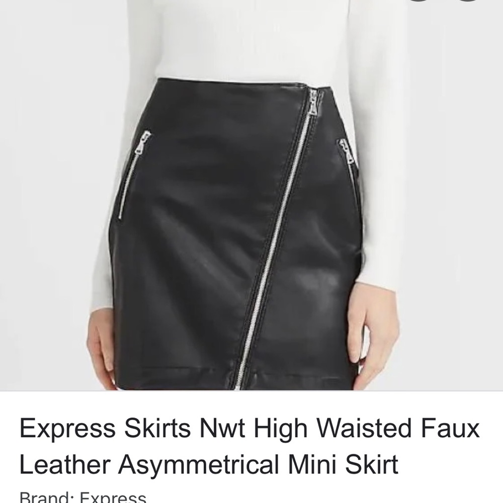 Faux mini asymmetrical Express high waisted skirt (black) worn 1 time